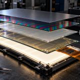 Exploded TFT and IPS display module showing the TFT backplane glass, liquid crystal layer and color filter